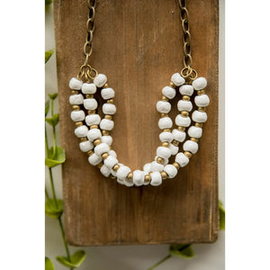 Bel Koz Triple Twist Clay Necklace - WHITE - Link in description to purchase at Betsey's