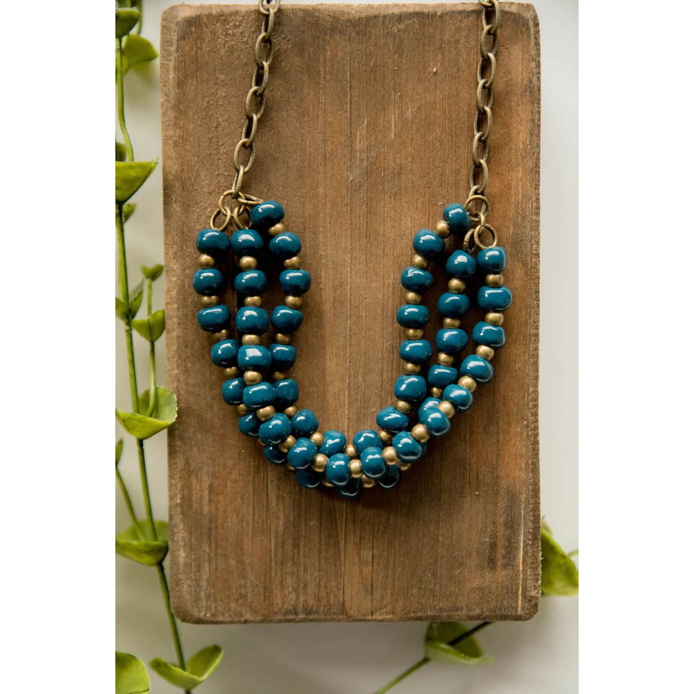 Bel Koz Triple Twist Clay Necklace - DEEP SEA BLUE - Link in description to purchase at Betsey's