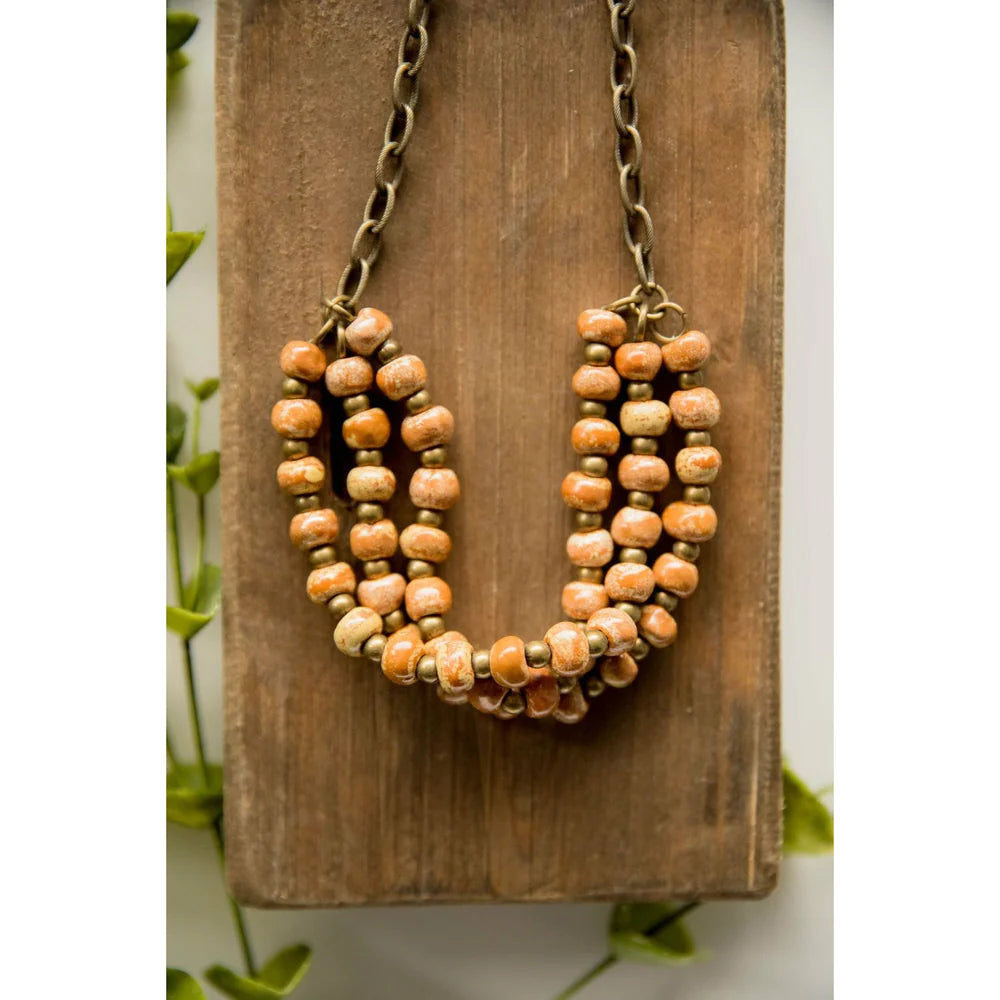 Bel Koz Triple Twist Clay Necklace - BUTTERSCOTCH - Link in description to purchase at Betsey's