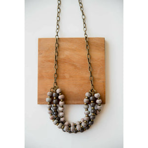 Bel Koz Mixed Triple Twist Clay Necklace - GREY - Link in description to purchase at Betsey's