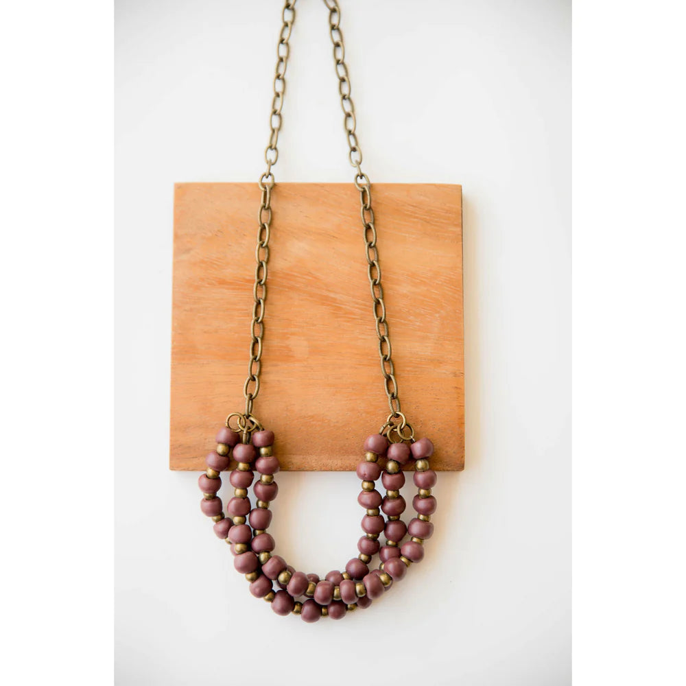 Bel Koz Triple Twist Clay Necklace - SANGRIA - Link in description to purchase at Betsey's