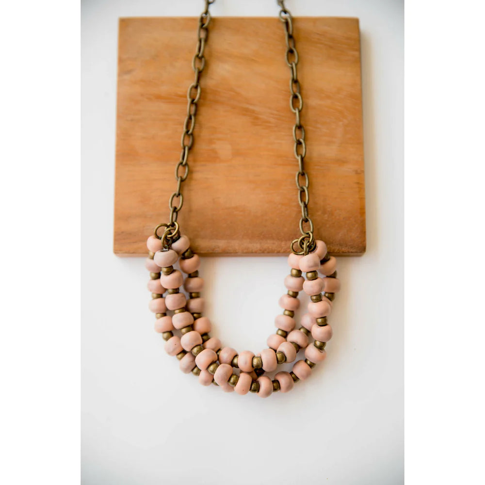 Bel Koz Triple Twist Clay Necklace - BLUSH MATTE - Link in description to purchase at Betsey's