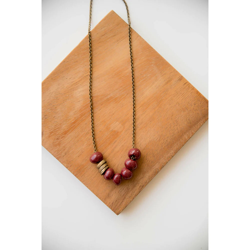 Bel Koz Simple Bead Clay Necklace - MERLOT - Link in description to purchase at Betsey's