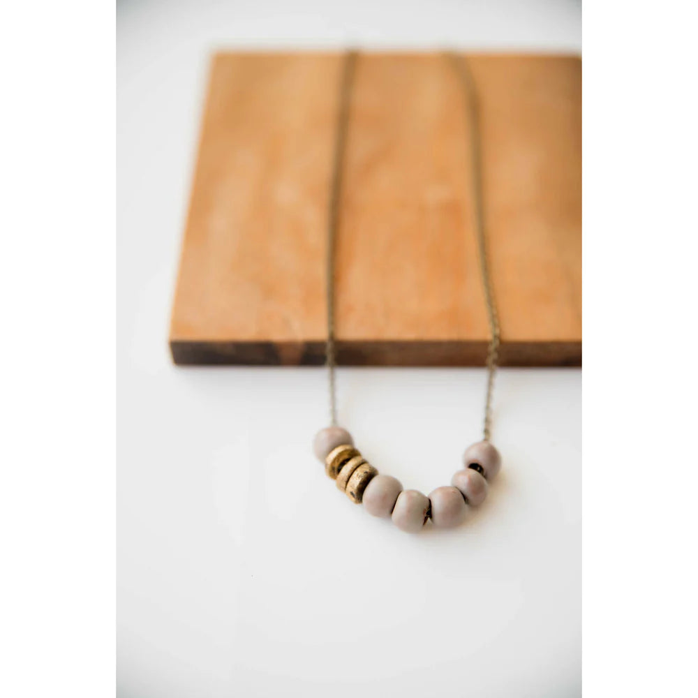 Bel Koz Simple Bead Clay Necklace - MATTE GREY - Link in description to purchase at Betsey's