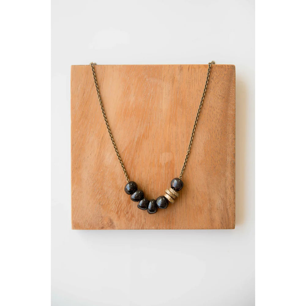 Bel Koz Simple Bead Clay Necklace - BLACK - Link in description to purchase at Betsey's