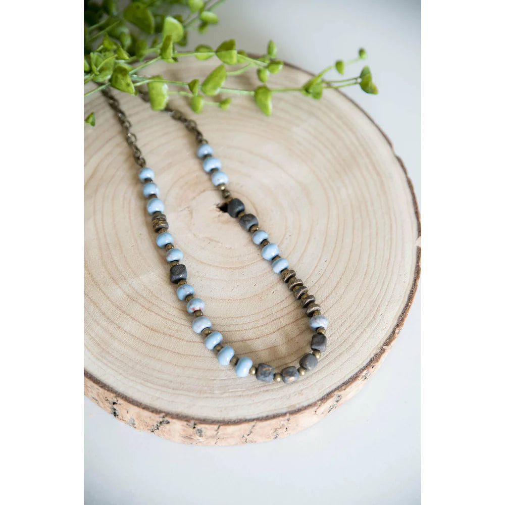 Bel Koz Mixed Charcoal Squared Single Clay Necklace - SERENITY - Link in description to purchase at Betsey's