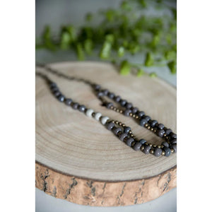 Bel Koz Mixed Double Clay Necklace - CHARCOAL/GREY - Link in description to purchase at Betsey's