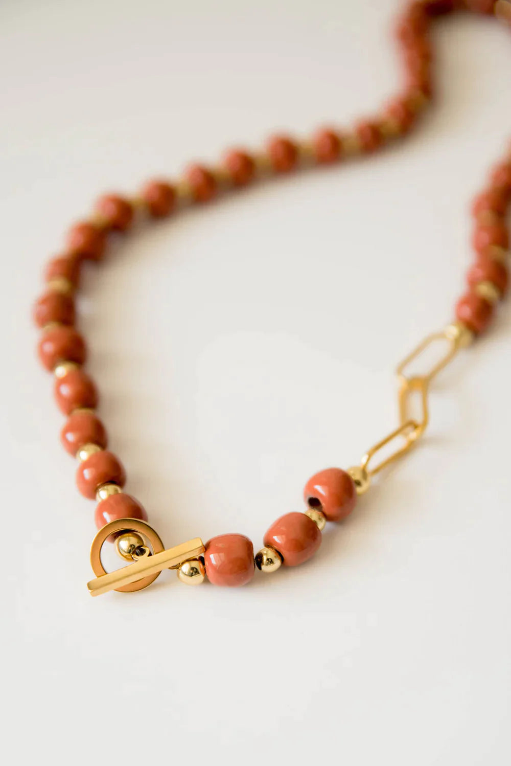 Bel Koz Single Strand Toggle Clay Necklace - TOMATO - Link in description to purchase at Betsey's