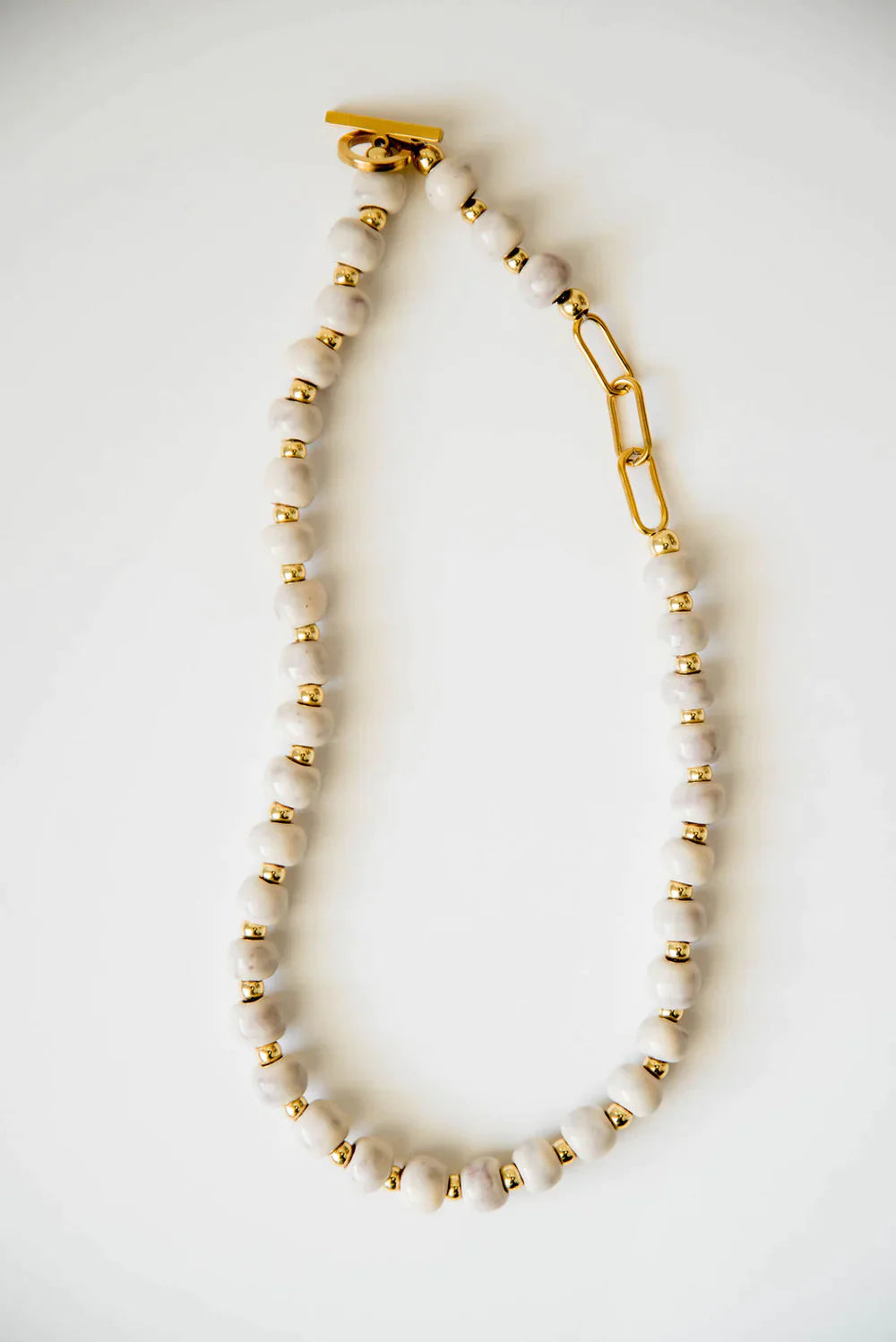 Bel Koz Single Strand Toggle Clay Necklace - PEARL - Link in description to purchase at Betsey's