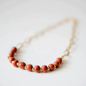 Bel Koz Gold Single Strand Clay Necklace - TOMATO - Link in description to purchase at Betsey's