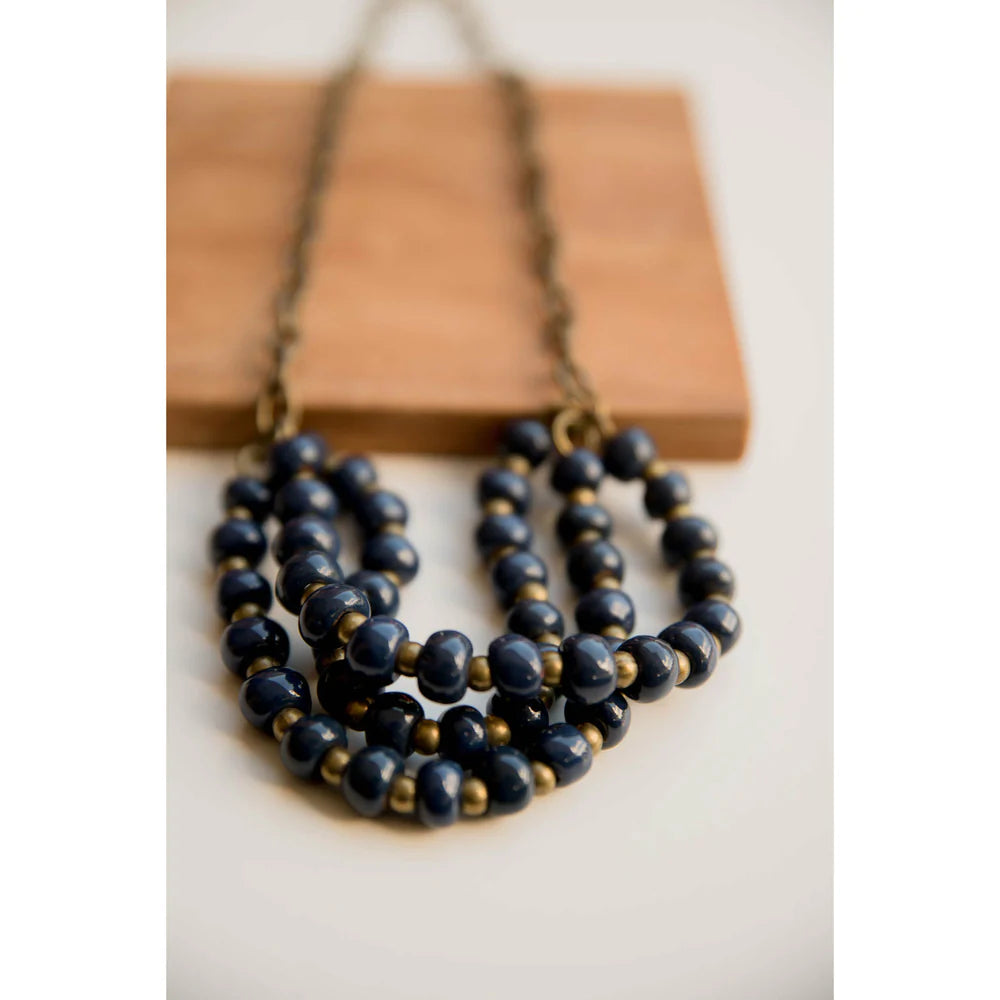 Bel Koz Triple Twist Clay Necklace - NAVY - Link in description to purchase at Betsey's