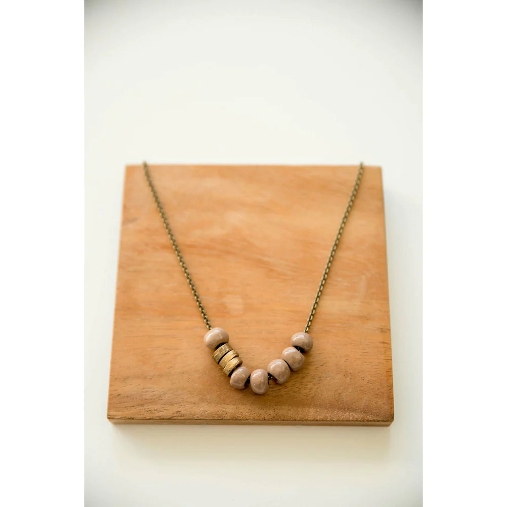 Bel Koz Simple Bead Clay Necklace - MOCHA - Link in description to purchase at Betsey's