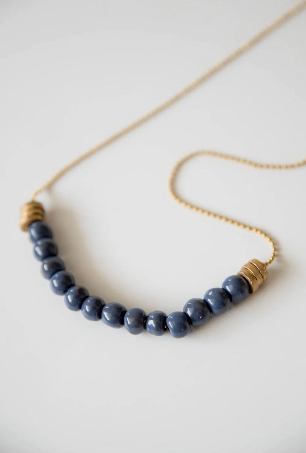 Bel Koz Single Strand Flat Bead Necklace - FRENCH NAVY - Link in description to purchase at Betsey's
