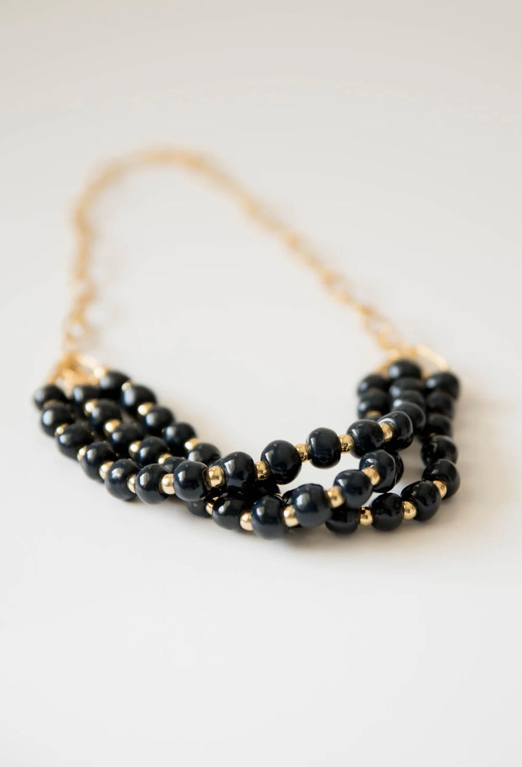 Bel Koz Gold Triple Twist Clay Necklace - FRENCH NAVY - Link in description to purchase at Betsey's