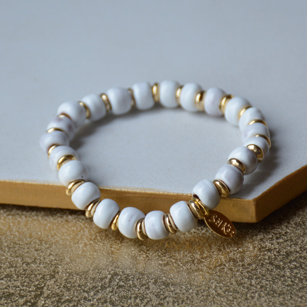 White Dainty Gold Accent